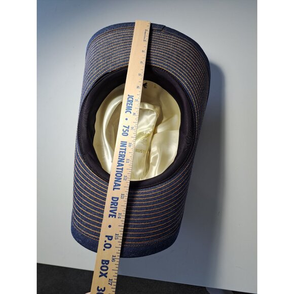 Vtg The Rustler Denim Cowboy Hat X-Large Western Men's Union Made Blue Retro - Picture 10 of 12